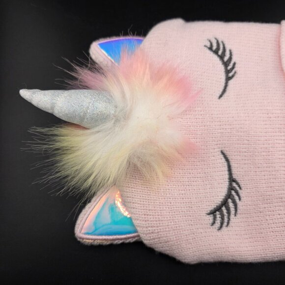Unicorn Beanie Hat Girls OS Good Condition - Picture 5 of 5